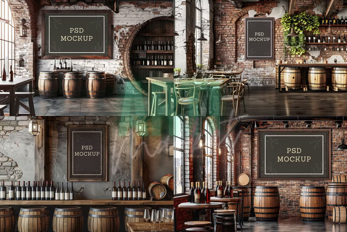 Wine Restaurant Interior Frame Mockups 4