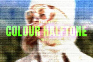 Colour Halftone Image Effect Mockup