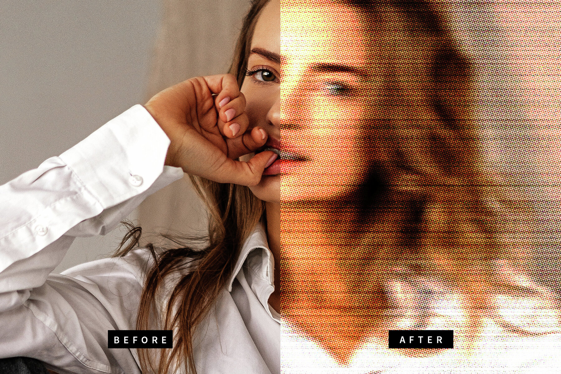 Colour Halftone Image Effect Mockup 7