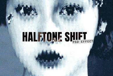 Halftone Shift Image Effect Mockup