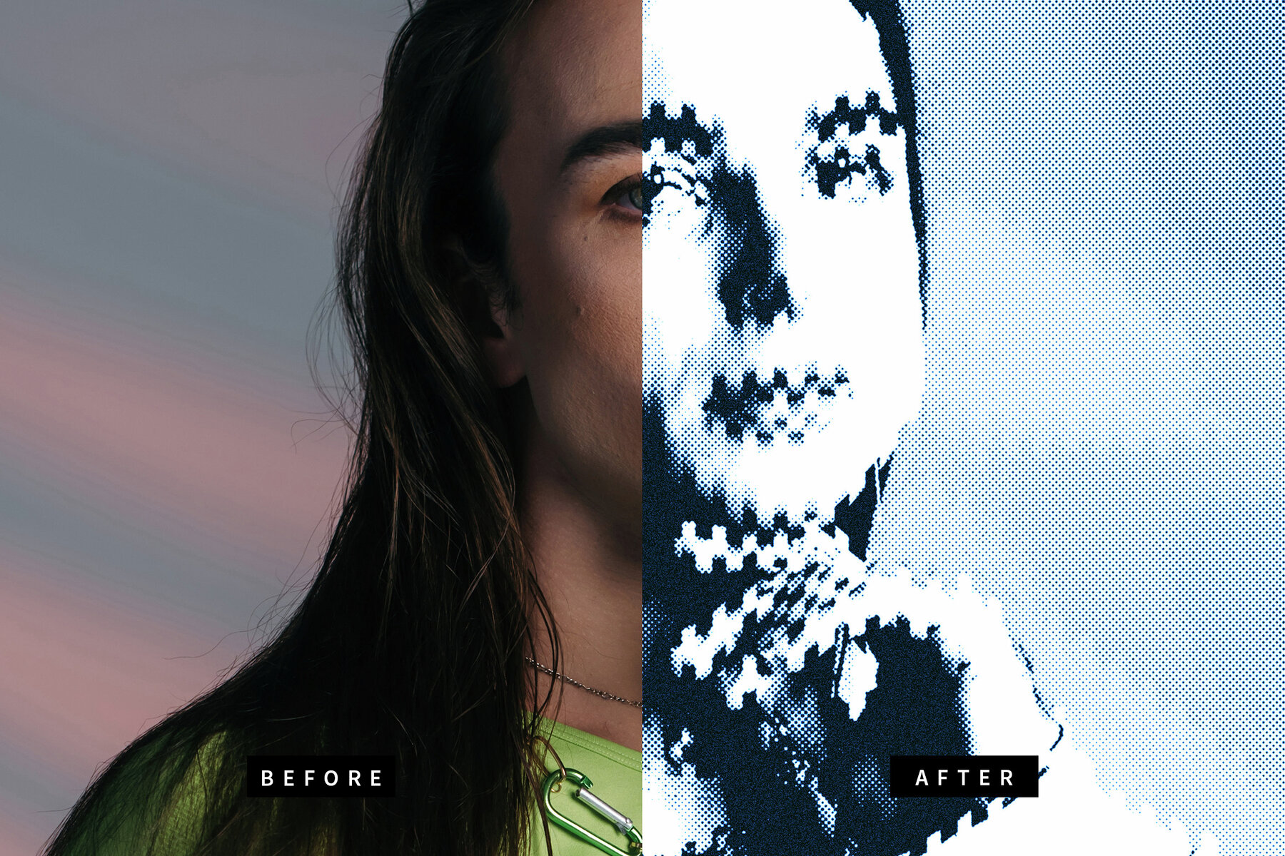 Halftone Shift Image Effect Mockup 7