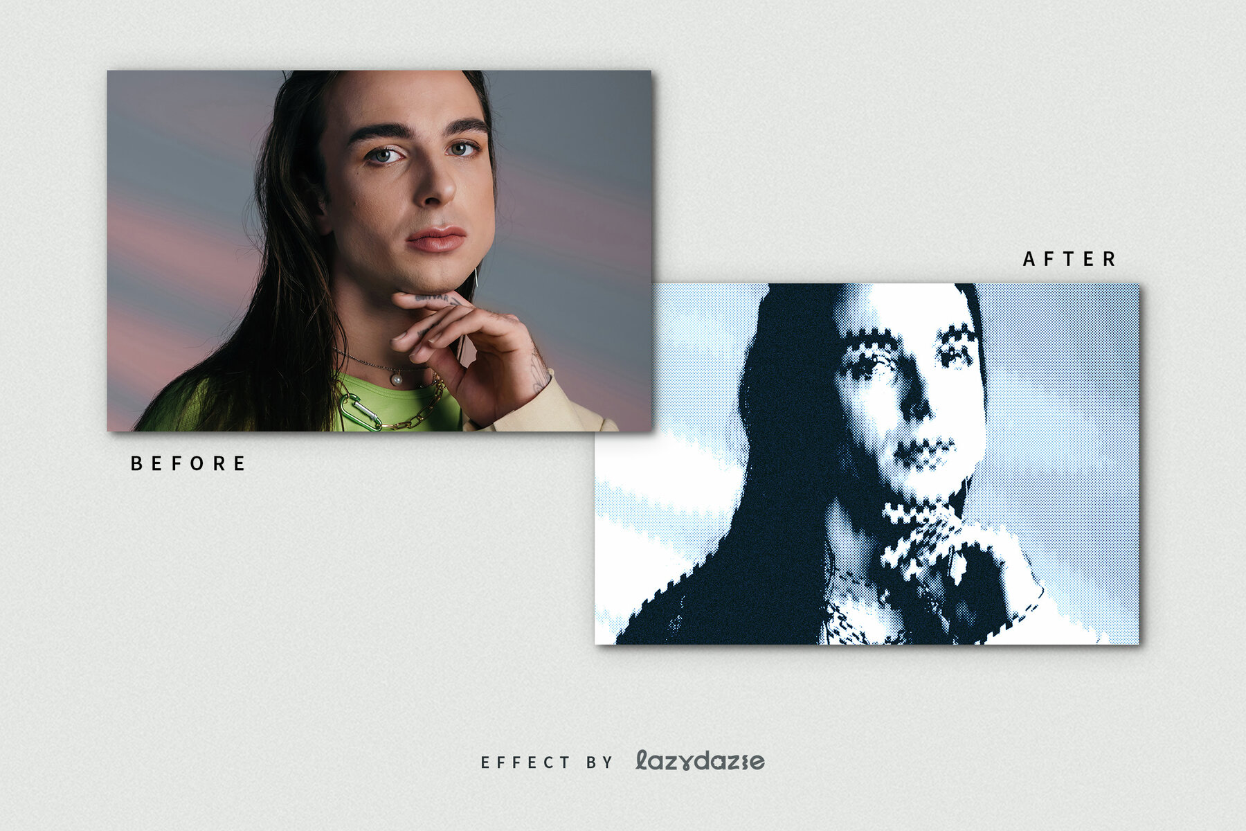 Halftone Shift Image Effect Mockup 8