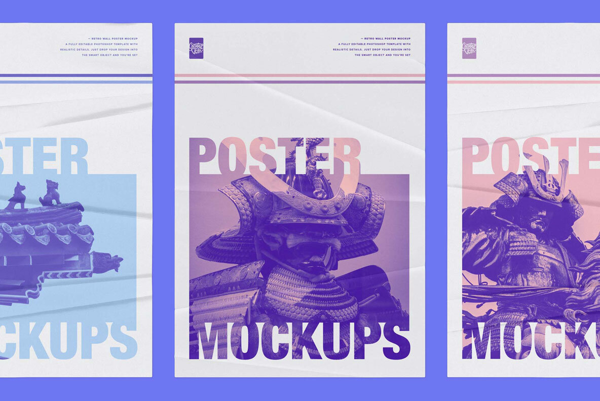 Isolated Retro Poster Mockups 2