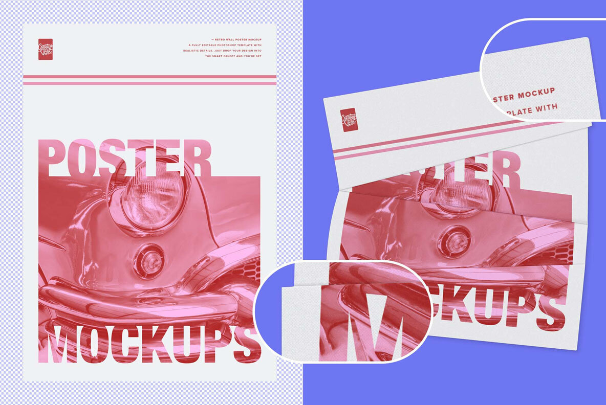 Isolated Retro Poster Mockups 3