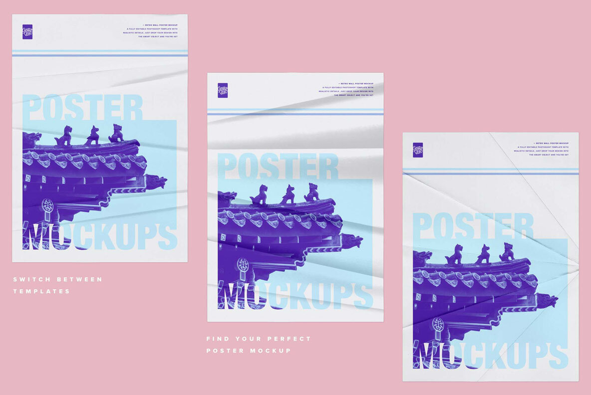 Isolated Retro Poster Mockups 5