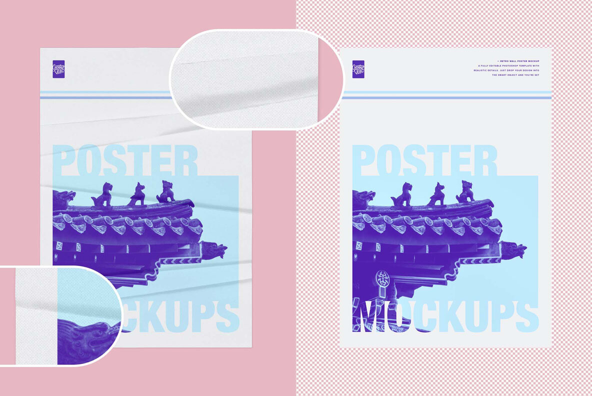 Isolated Retro Poster Mockups 6