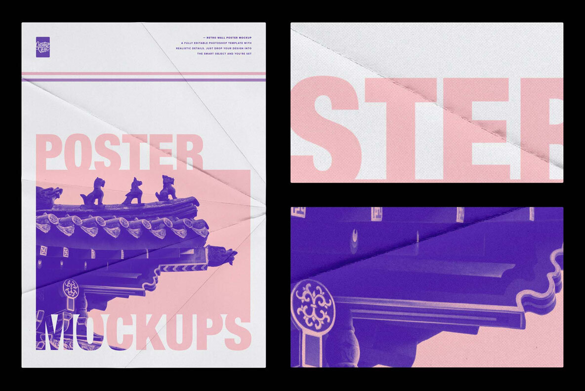 Isolated Retro Poster Mockups 7