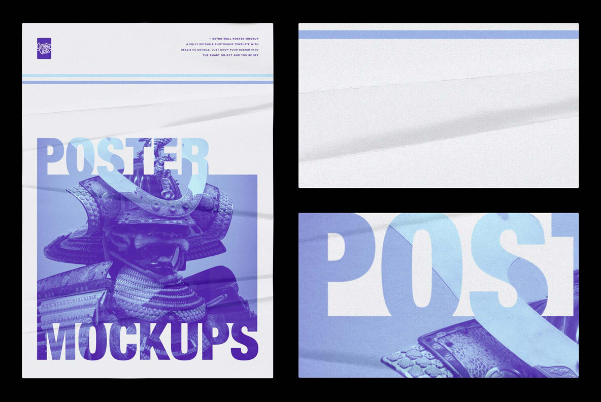 Isolated Retro Poster Mockups 9