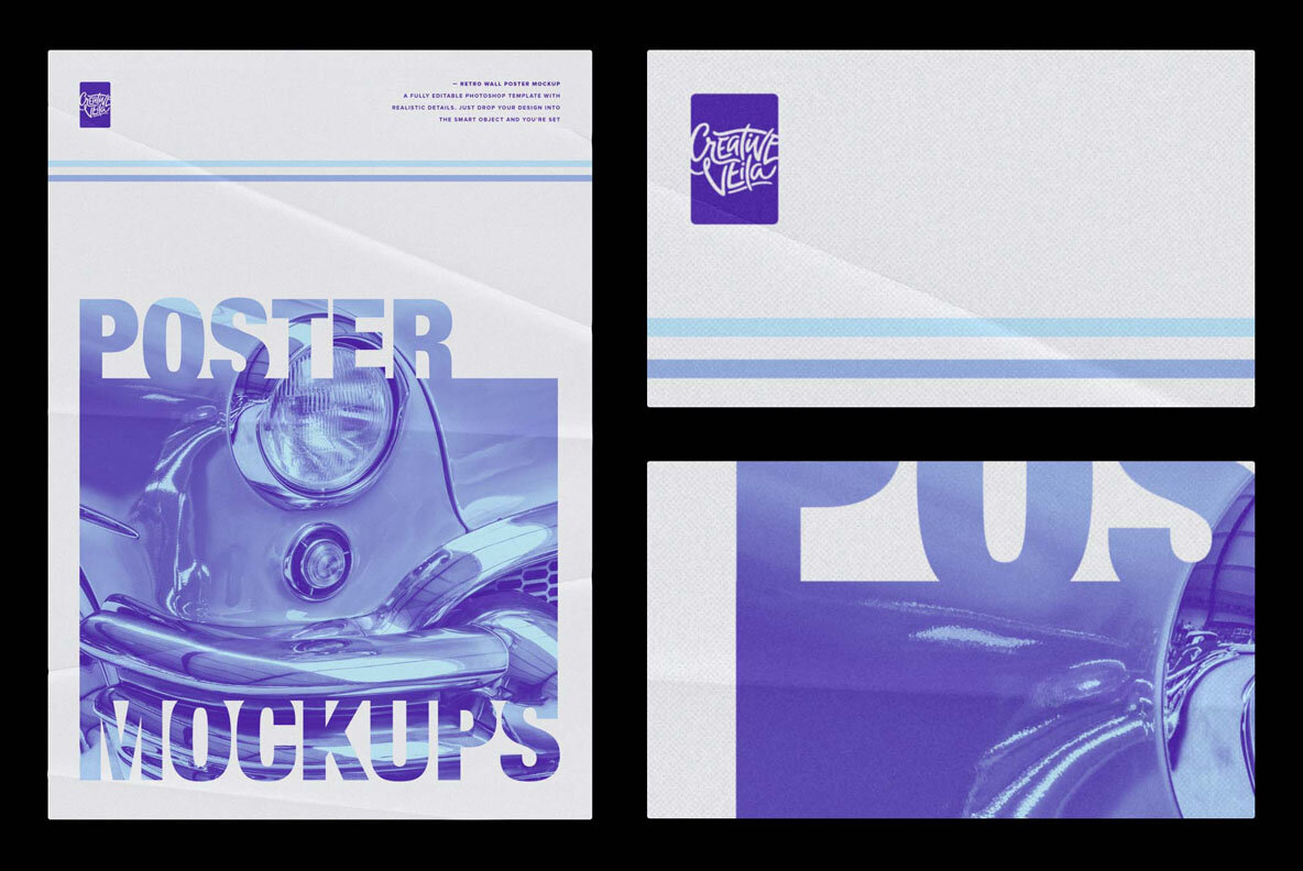 Isolated Retro Poster Mockups 10