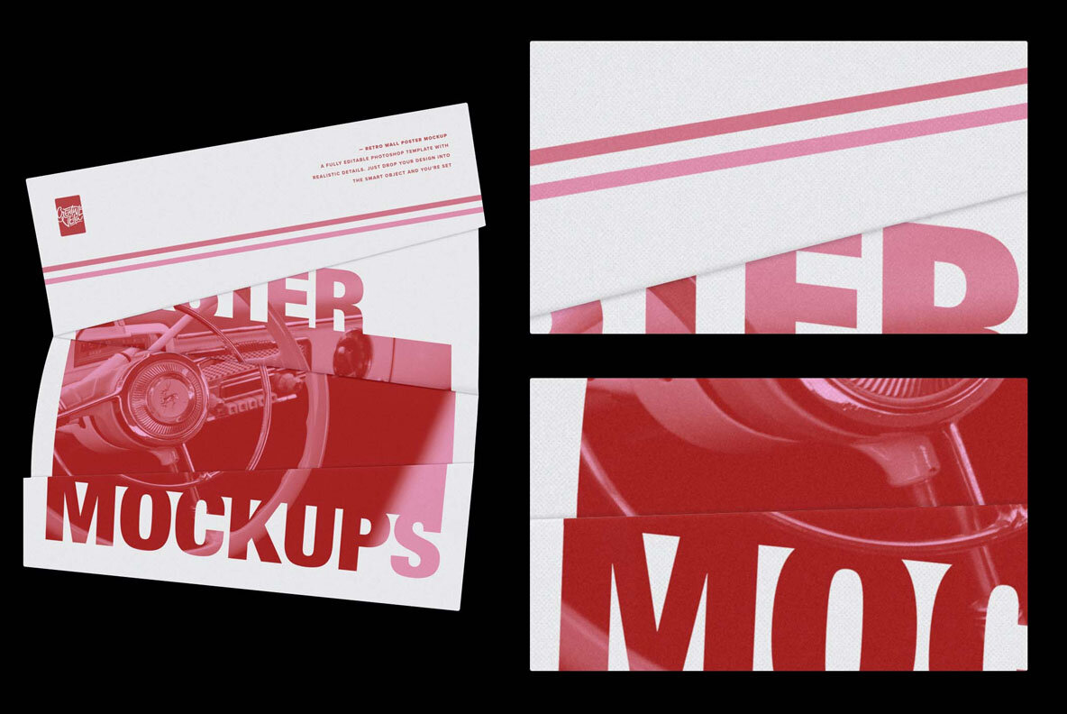 Isolated Retro Poster Mockups 11
