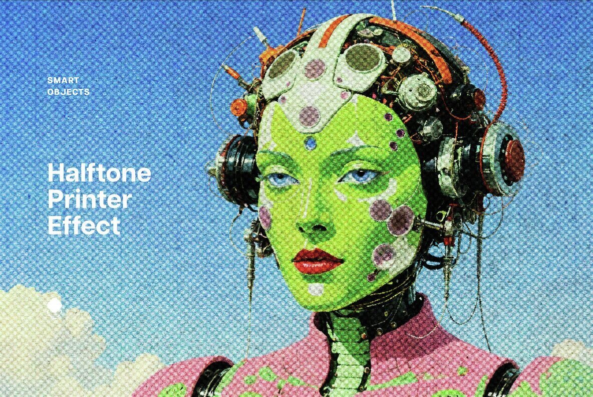 Retro Halftone Printer Template 1