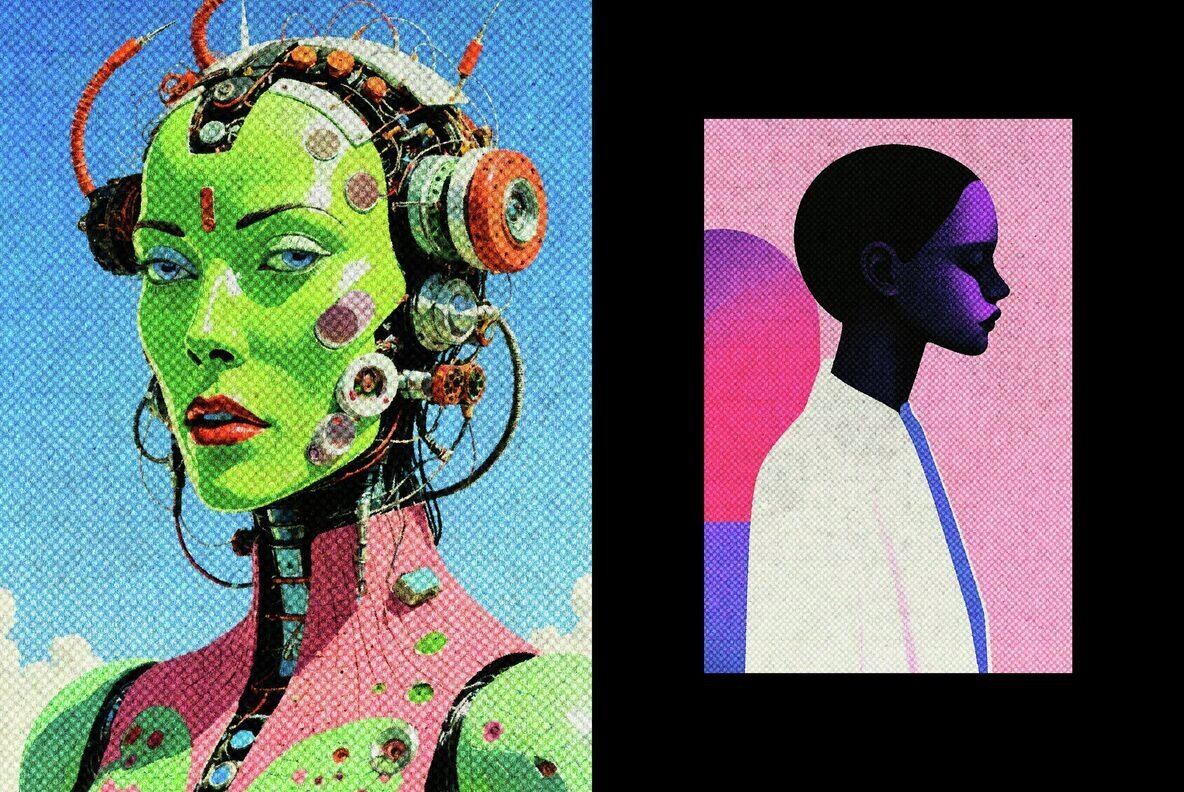 Retro Halftone Printer Template 2