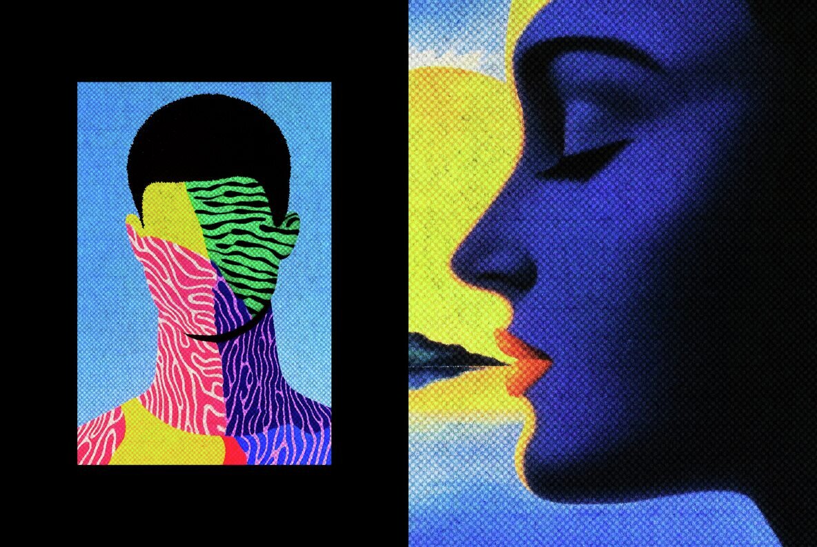 Retro Halftone Printer Template 6