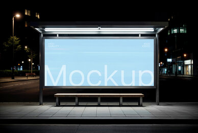 Bus Stop Billboard Mockup