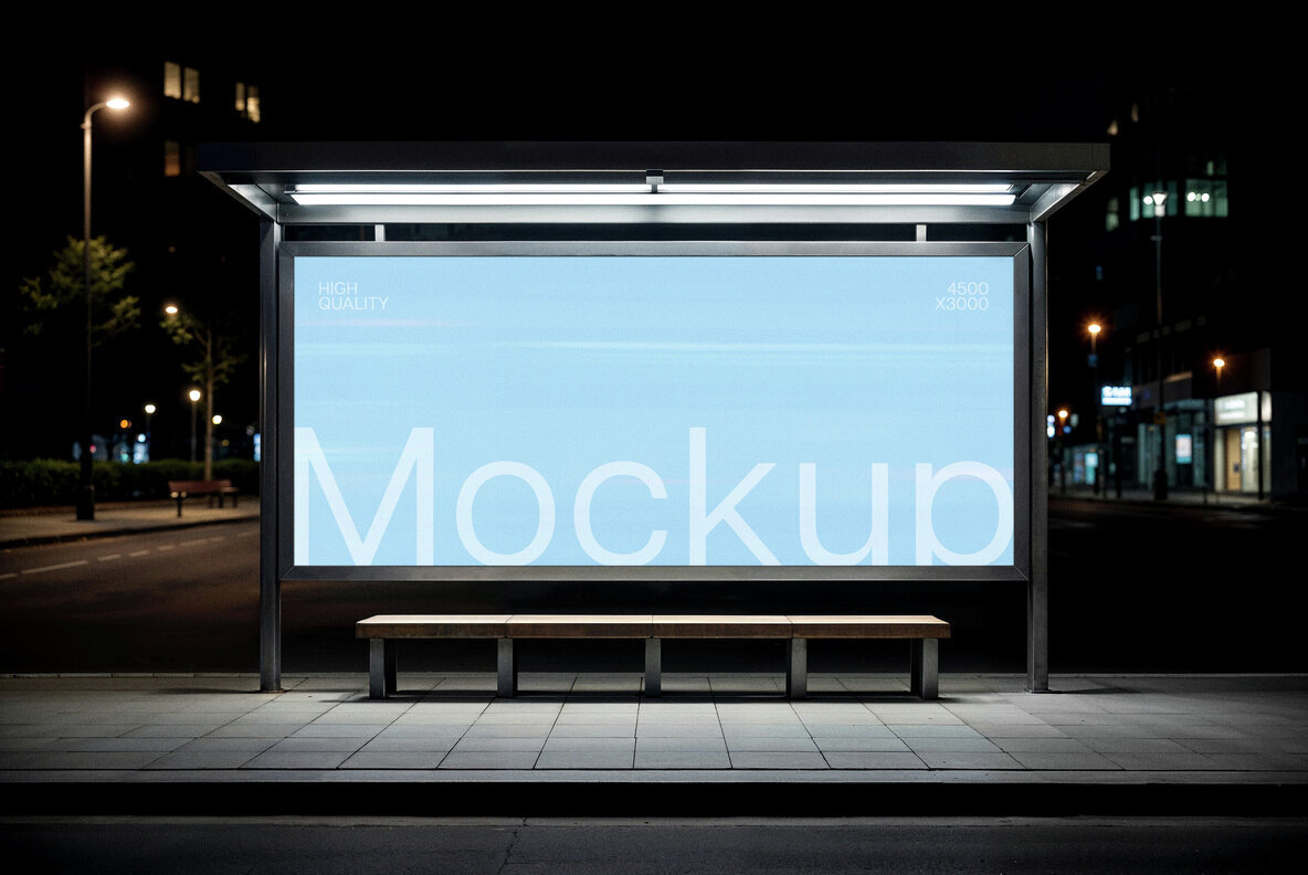 Bus Stop Billboard Mockup 1