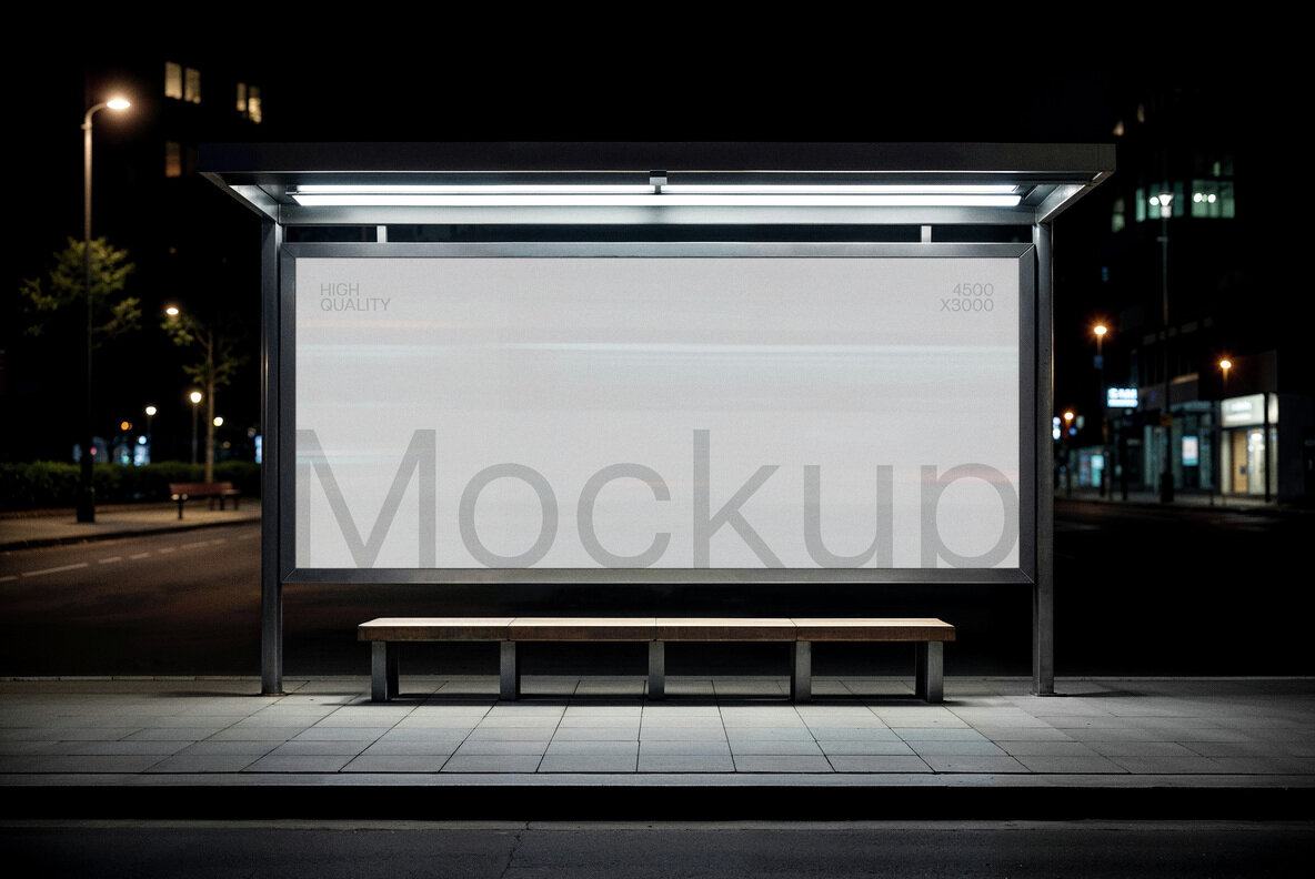 Bus Stop Billboard Mockup 4