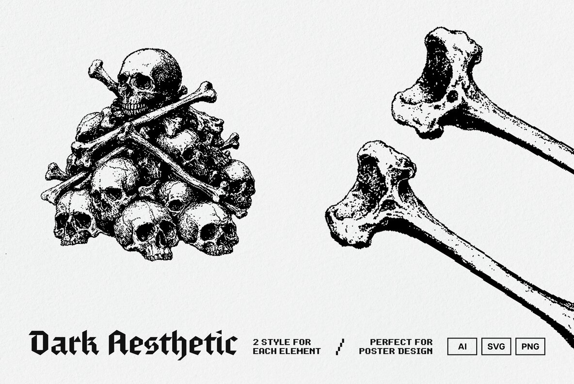 Dark Aesthetic Dithering Graphic Pack 6