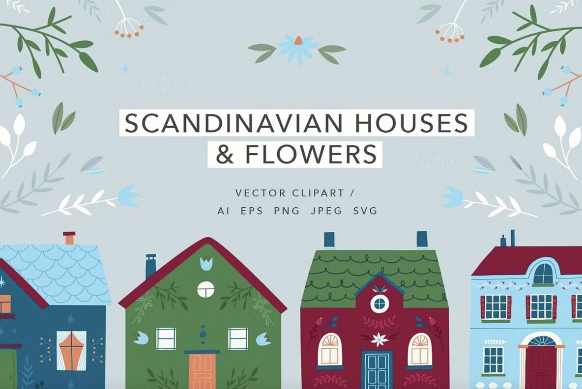 Scandinavian Houses and Flowers 1