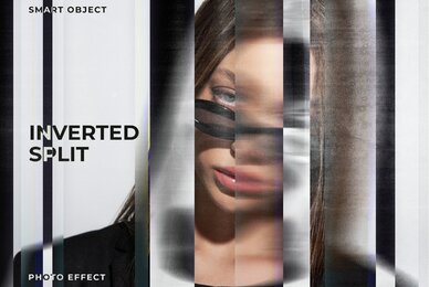 Inverted Split Image Effect Mockup