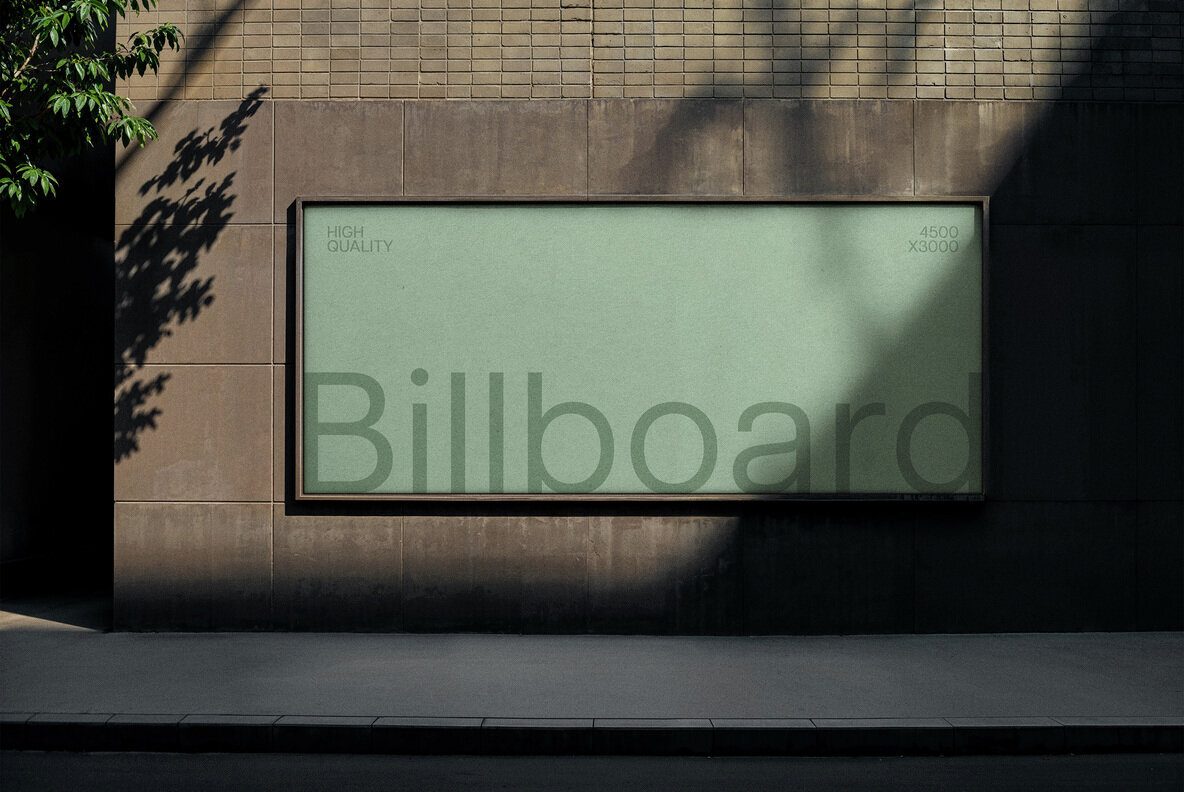 Tile Wall Outdoor Billboard Mockup 1
