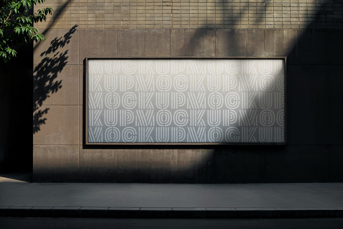 Tile Wall Outdoor Billboard Mockup 2