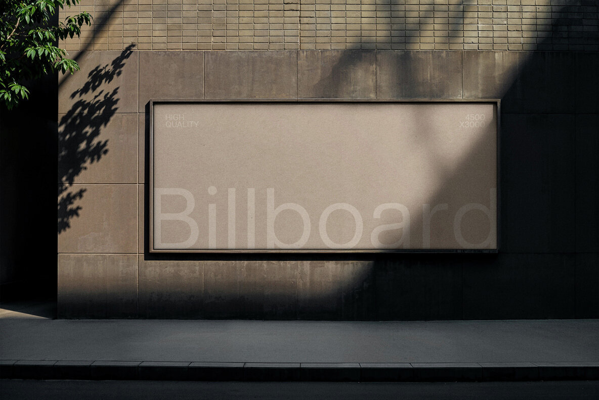 Tile Wall Outdoor Billboard Mockup 3