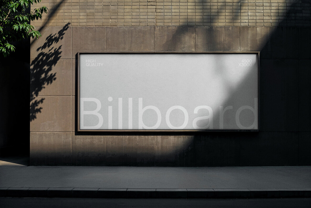 Tile Wall Outdoor Billboard Mockup 4