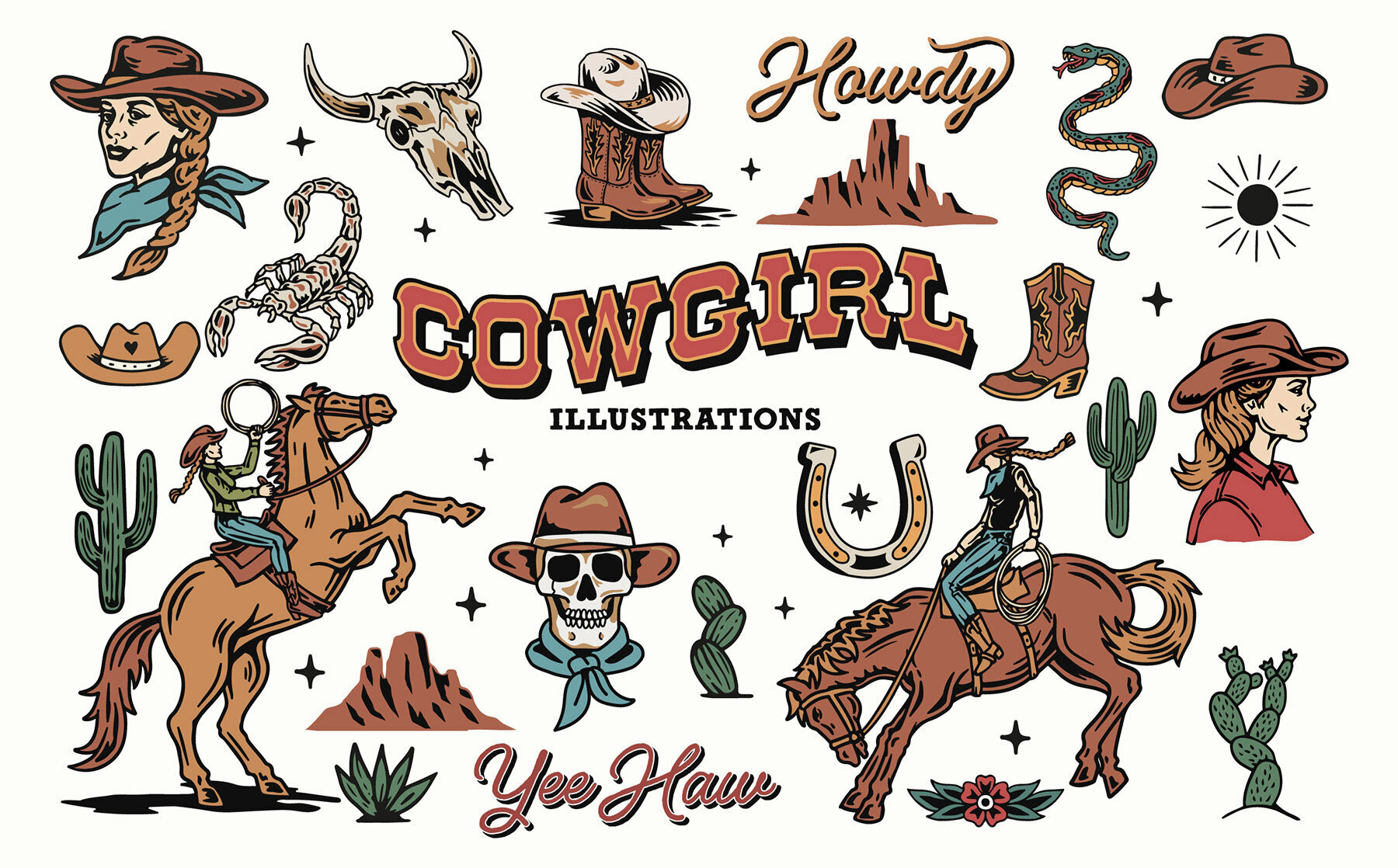 Cowgirl Illustrations 1