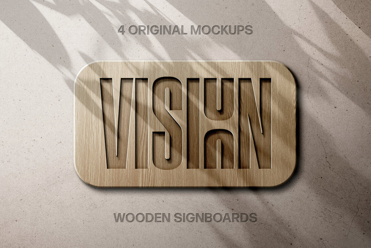 Wooden Sign Cut Out Mockups 1
