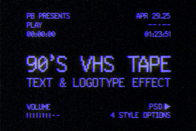 VHS Tape Text and Logo Effect