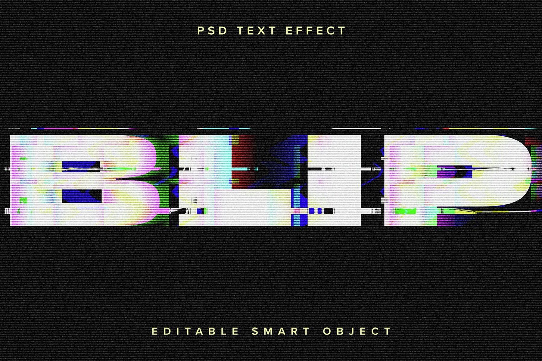 Distorted Glitch Text Effect Mockup 1