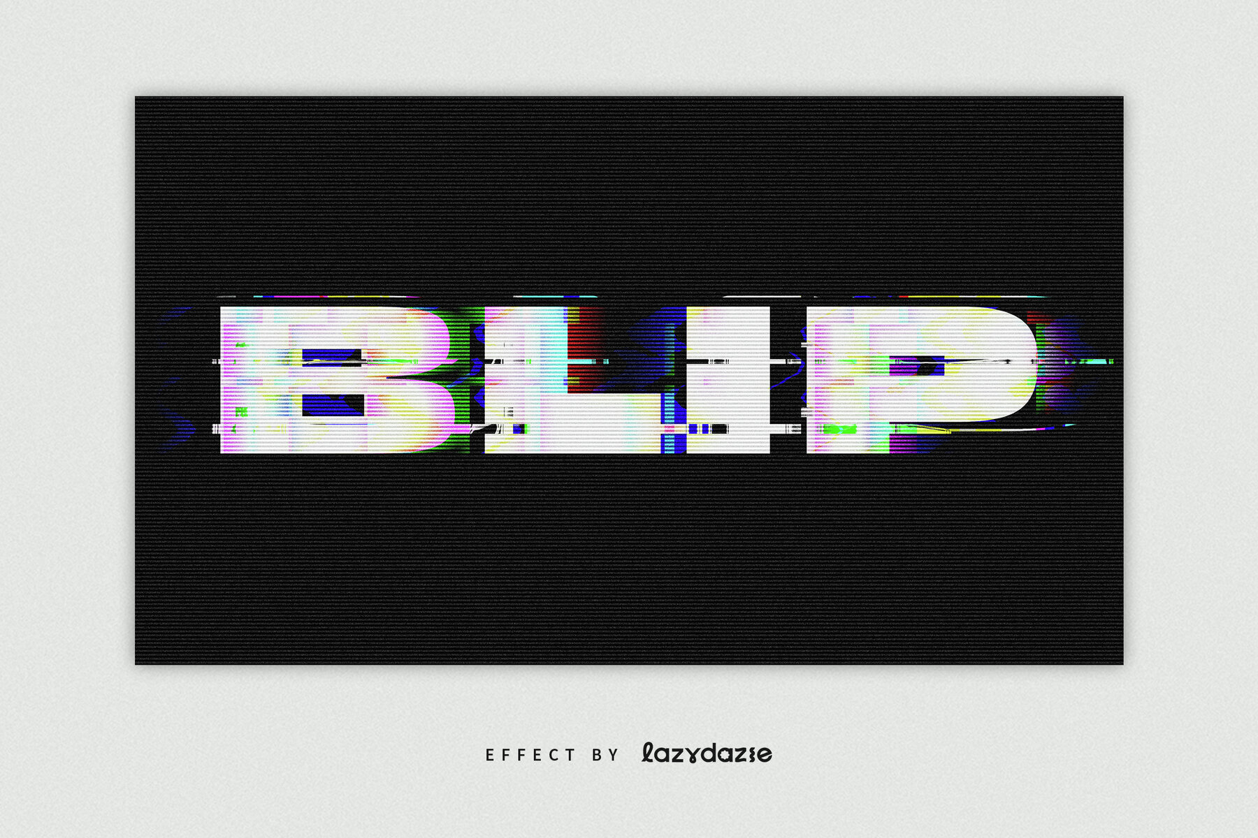 Distorted Glitch Text Effect Mockup 2