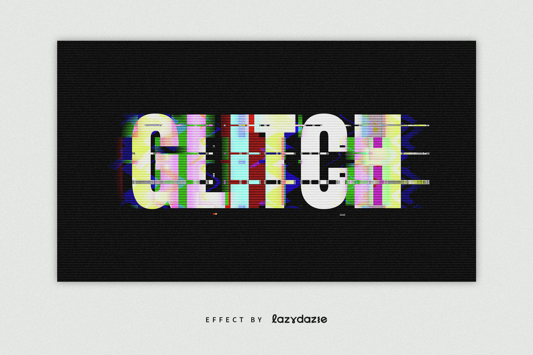 Distorted Glitch Text Effect Mockup 3