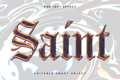 Orange Translucent Chrome Text Effect Mockup