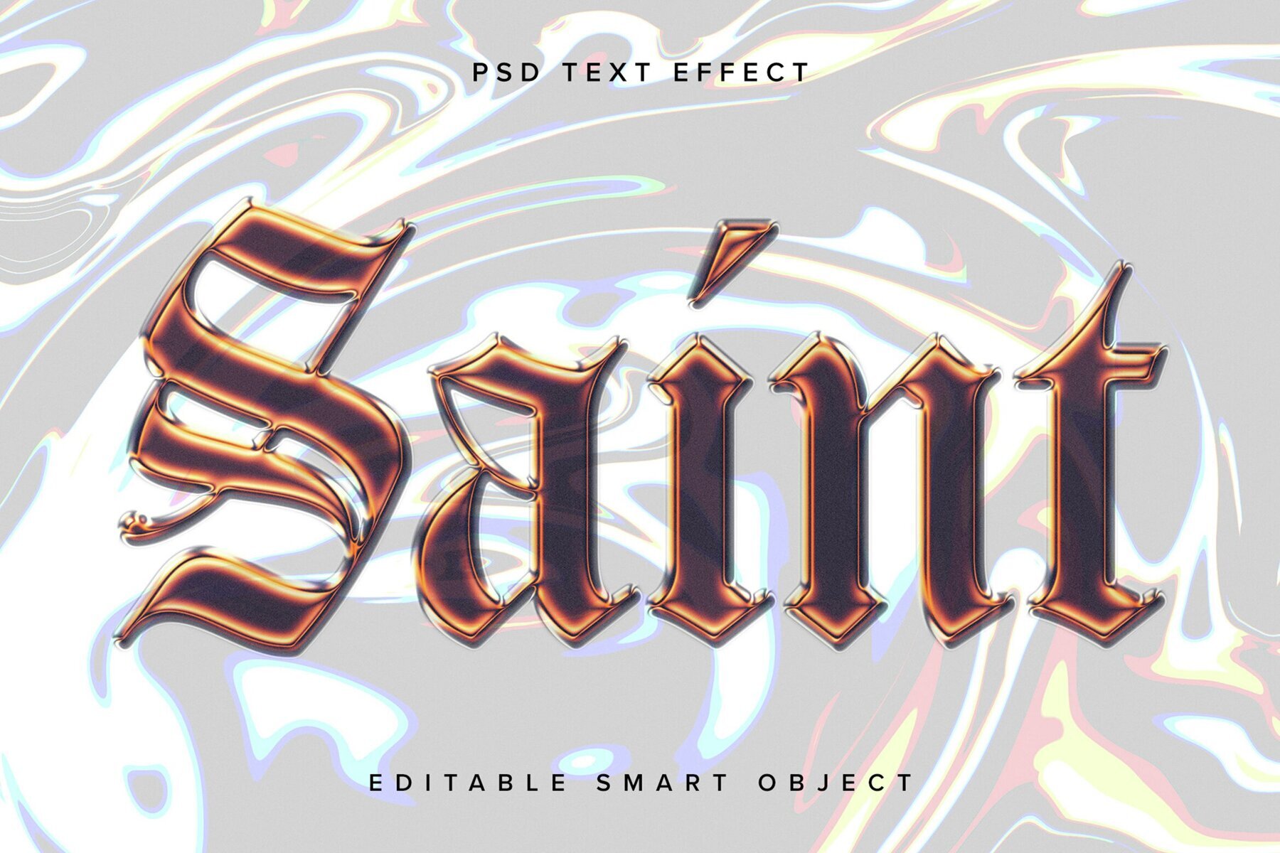 Orange Translucent Chrome Text Effect Mockup 1