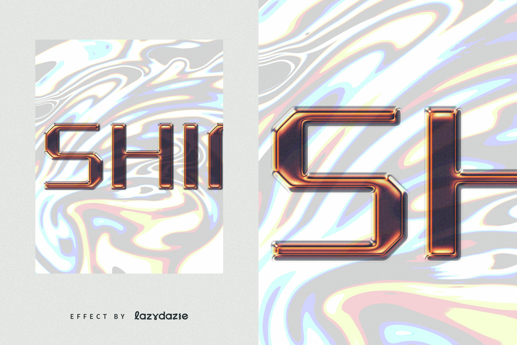 Orange Translucent Chrome Text Effect Mockup 6