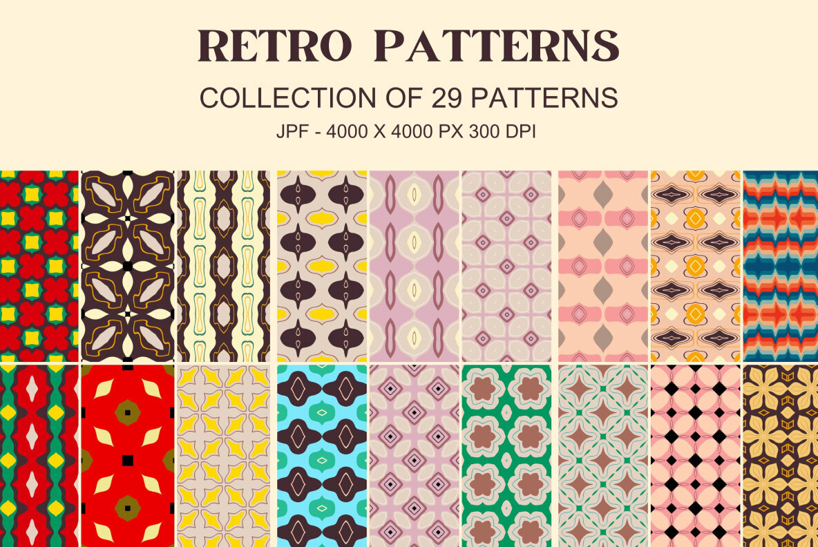 Retro Kaleidoscope Pattern Pack 1