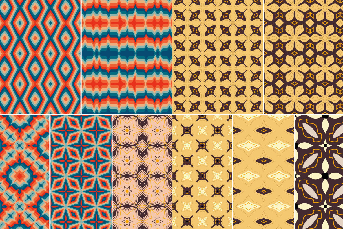Retro Kaleidoscope Pattern Pack 3