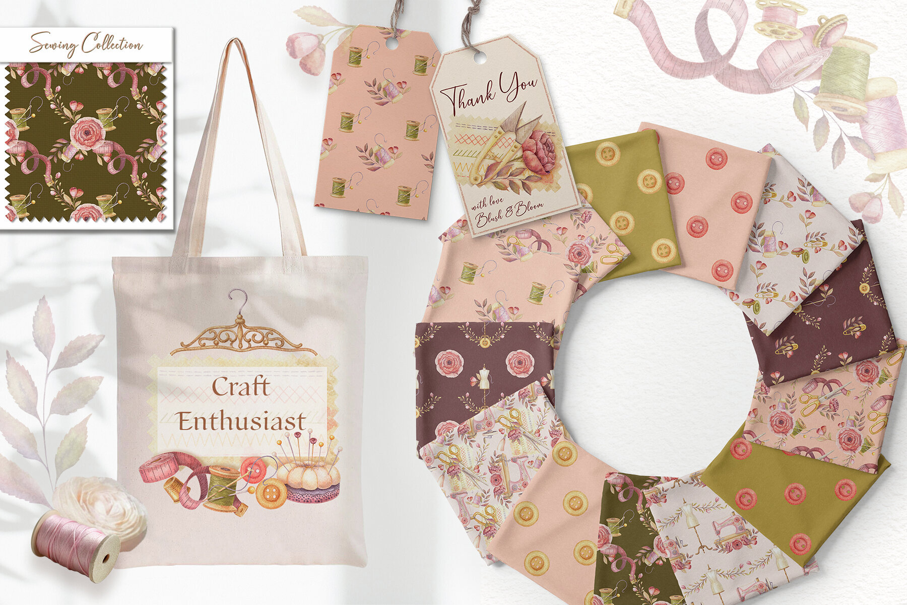 Watercolor Sewing Clipart 2