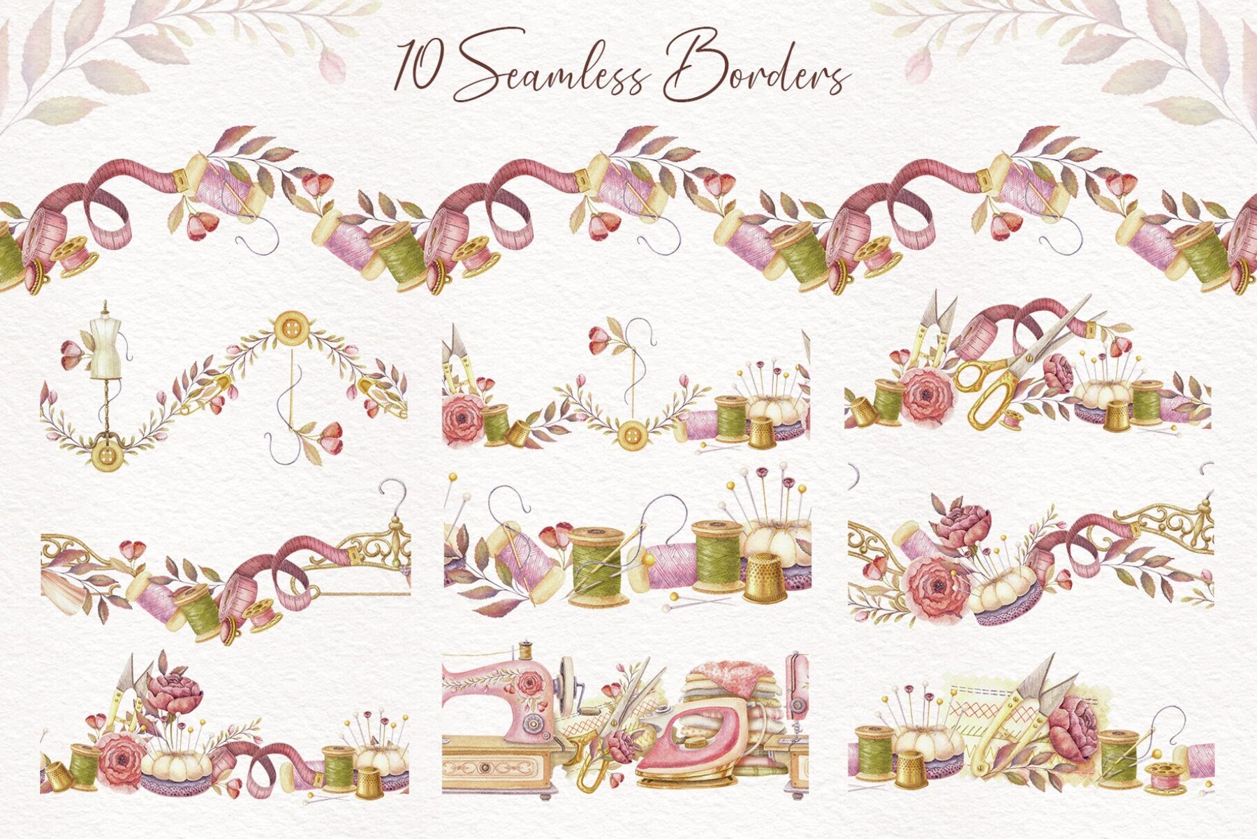 Watercolor Sewing Clipart 4