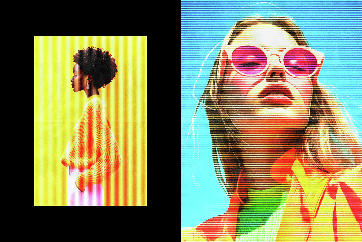 Vintage Halftone Lines Effect 5