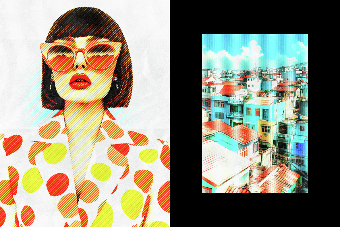 Vintage Halftone Lines Effect 6