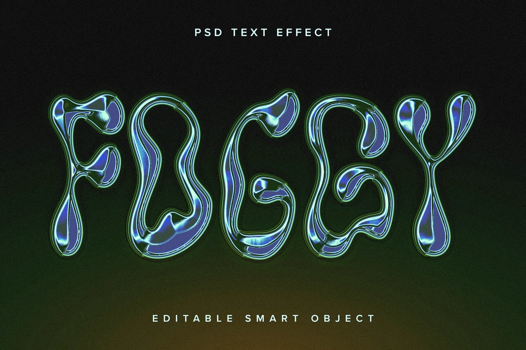 Blue and Green Chrome Text Effect Mockup 1