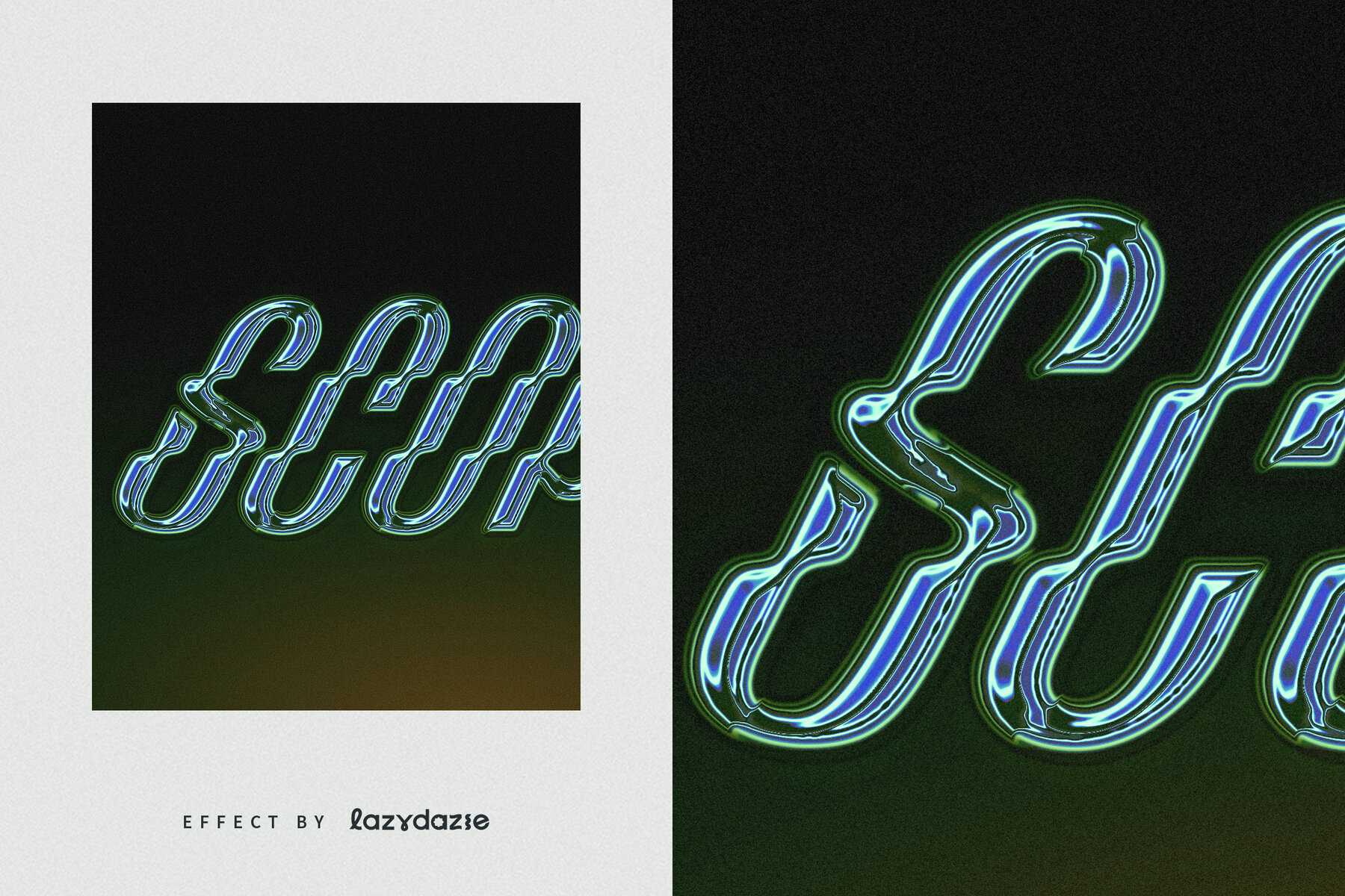 Blue and Green Chrome Text Effect Mockup 6