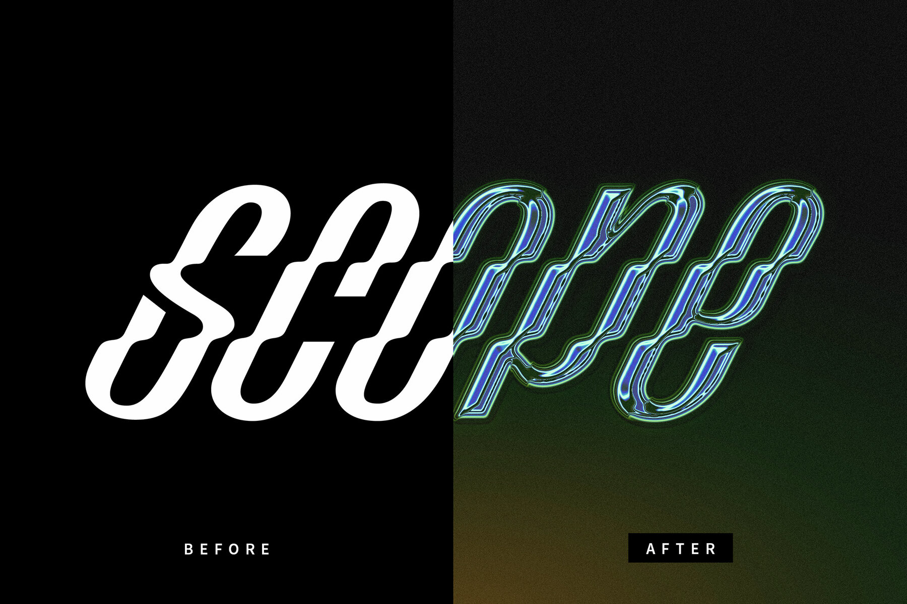 Blue and Green Chrome Text Effect Mockup 7