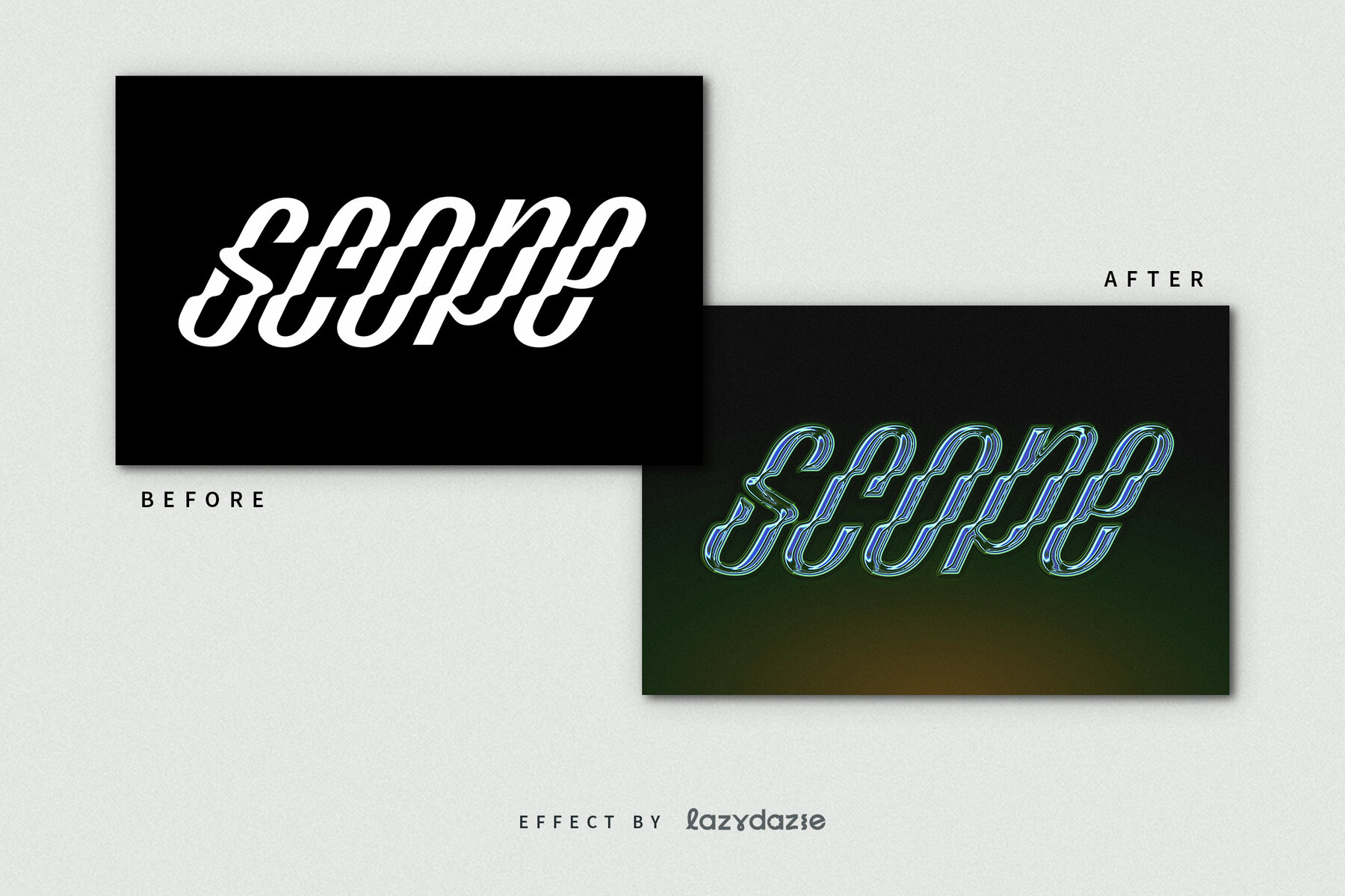 Blue and Green Chrome Text Effect Mockup 8