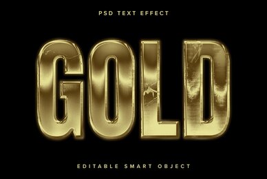 Metallic Gold Text Effect Mockup