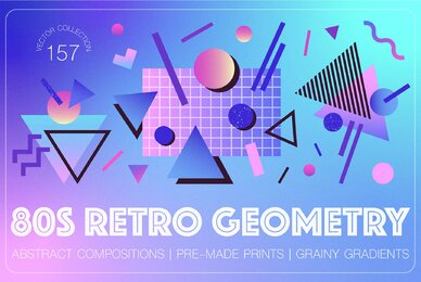 80s Retro Geometry Shapes and Gradients