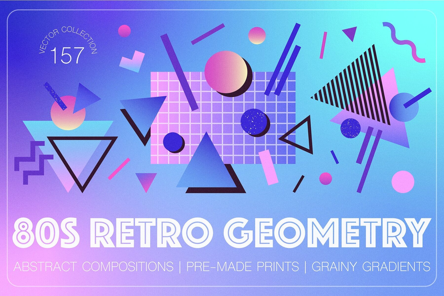 80s Retro Geometry Shapes and Gradients 1