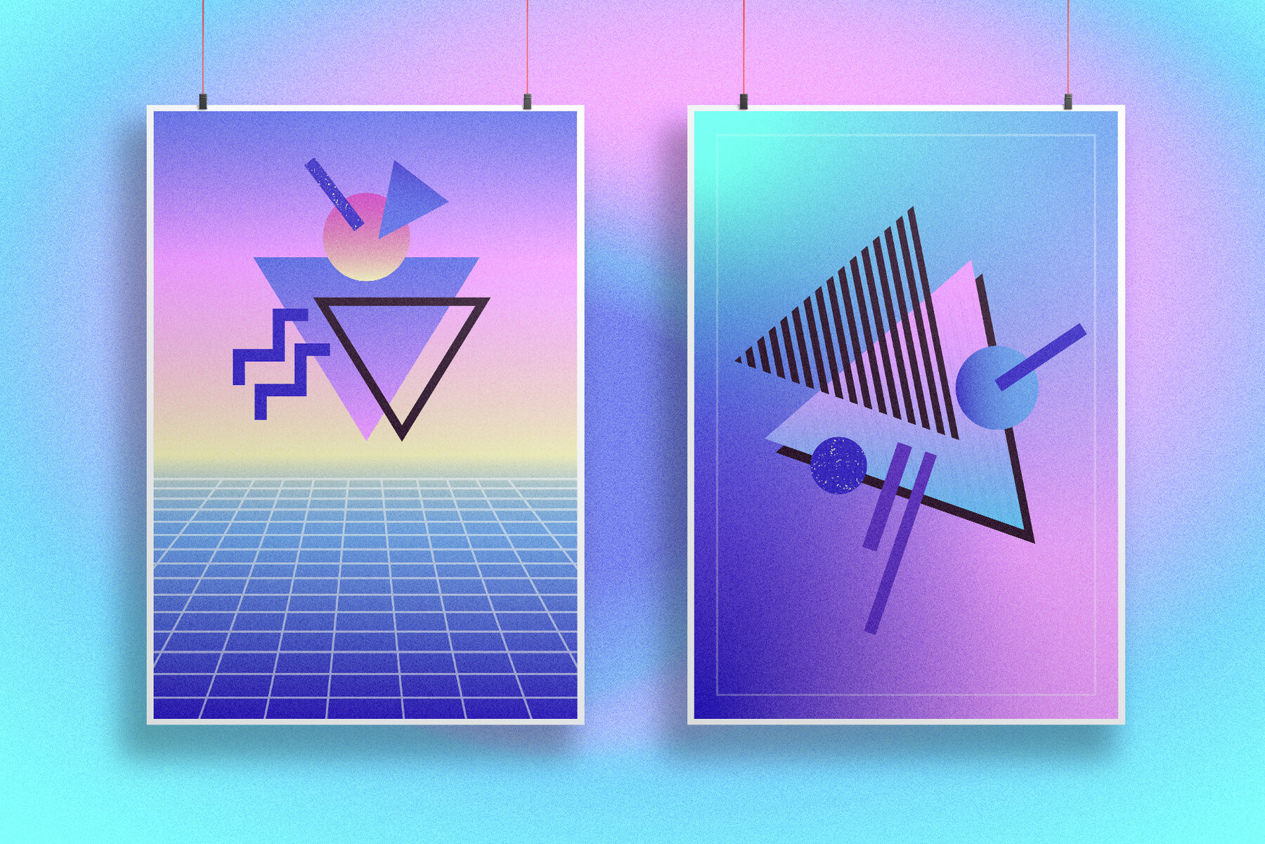 80s Retro Geometry Shapes and Gradients 5